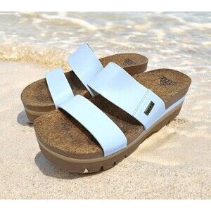 REEF Cushion Vista Hi 2.5 Women's 7 Natural White Platform Sandals Cork Leather